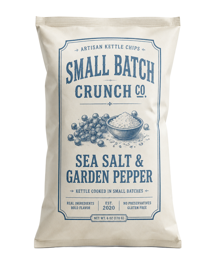 Sea Salt & Garden Pepper kettle chip bag